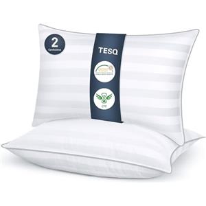 TESQ Cuscini Letto 50x70 cm Set di 2 Cuscino Morbidi e Confortevoli, Qualità Alberghiera di Lusso, Traspiranti e Anallergici, Ideali per Chi Dorme di Lato, sulla Schiena e a Pancia in Giù, Lavabili