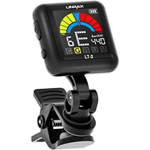 Linrax LT-2 Accordatore per Chitarra Ricaricabile, Accordatore Cromatico a Clip per Basso, Ukulele, Violino, Banjo, Mandolino, Sintonizzatore Digitale con Display a Colori LCD, Clip-On Tuner, Nero