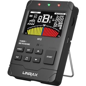Linrax MT2 Accordatore Metronomo Ricaricabile, Metronomo Accordatore Digitale Generatore di Toni 3 in 1 per Chitarra Basso Ukulele Violino Tromba Flauto, Accordatore Cromatico per tutti gli Strumenti