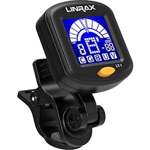 Linrax LT-1 Accordatore Chitarra, Accordatore Cromatico per Chitarra, Basso, Ukulele, Violino, Banjo, Mandolino, Display LCD 360°, Clip On Tuner Digitale per tutti gli Strumenti a Corde, Nero