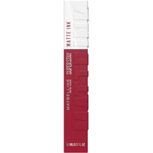 Maybelline New York Tinta Labbra a Lunga Durata, Effetto Matte e Colore Intenso, Tenuta fino a 16 Ore, No Transfer e Senza Sbavature, SuperStay Matte Ink, Tonalità: Ruler (80), 5 ml
