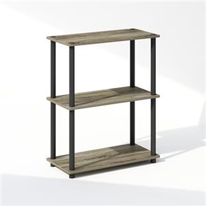 Furinno TURN-N-TUBE Libreria A 3 Ripiani, Libreria Con Mensola Espositiva Compatta Multiuso, Per Soggiorno, Camera Da Letto, Ufficio Domestico, Rovere Francese/Nero