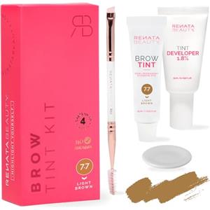 RB RENATA BEAUTY Renata Beauty Kit Tinta Sopracciglia - Set per la colorazione di sopracciglia - Kit tinta 3 in 1 con colore, attivatore, pennello - fino a 30 utilizzi [Marrone Chiaro]
