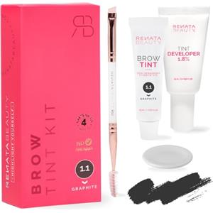 RB RENATA BEAUTY Renata Beauty Kit Tinta Sopracciglia - Set per la colorazione di sopracciglia - Kit tinta 3 in 1 con colore, attivatore, pennello - fino a 30 utilizzi [Grafite]