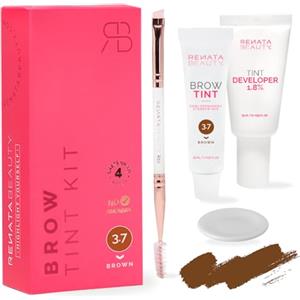 RB RENATA BEAUTY Renata Beauty Kit Tinta Sopracciglia - Set per la colorazione di sopracciglia - Kit tinta 3 in 1 con colore, attivatore, pennello - fino a 30 utilizzi [Marrone]