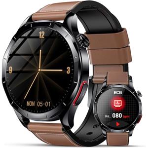 Lgnitek Smartwatch Con ECG/HRV/Pressione Sanguigna/BMI/Lipidi/Acido Urico,1,43" AMOLED Orologio Salute Con 24H Frequenza Cardiaca/SpO2/Sonno/Pulsante SOS, Contapassi IP68, Android 9.0+ iOS 10.0+