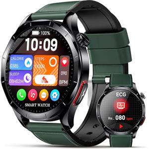 Lgnitek Smartwatch Con ECG/HRV/Pressione Sanguigna/BMI/Lipidi/Acido Urico,1,43" AMOLED Orologio Salute Con 24H Frequenza Cardiaca/SpO2/Sonno/Pulsante SOS, Contapassi IP68, Android 9.0+ iOS 10.0+