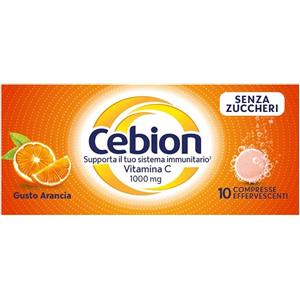Cebion Integratore di Vitamina C Effervescente Senza Zucchero - Gusto Arancia - 10 Compresse
