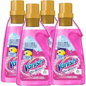 Vanish Oxi Action Gel Rosa Smacchiatore Lavatrice Bucato per Tessuti Colorati Rimuove Macchie e Odori Azione Igienizzante Protegge i Colori Sicuro su Lana e Seta - 4 Flaconi da 750ml