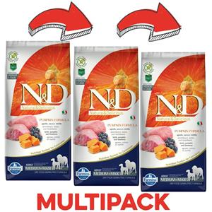 Farmina KIT 3x Farmina N&D Pumpkin Adult Medium Maxi Agnello e Mirtillo - 12 Kg, 3 pezzi - PREZZO A CONFEZIONE