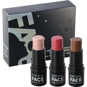 Elitecran 3 Pezzi Stick Contouring Viso, Liscio di Lunga Durata Stick per Contorno fard Illuminante Crema, Leggero Contour Highlighter Blush Trucco Versatile Set Modella Facilmente il Viso per Guance Occhi (B)
