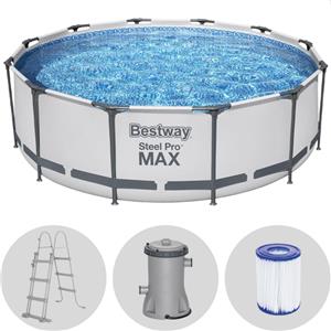 Bestway Steel Pro Max 56418 - Piscina Rotonda 366x100cm con Pompa Filtro 16W e Scaletta