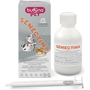 Buona Pet Senectina Buona Pet Integratore Cane Anziano e Integratore Gatto anziano Flacone 90g con Olio di Pesce fonte di Omega 3 Per Cani e Gatti, Mangime Complementare Pasta Fluida con Siringa Dosatrice