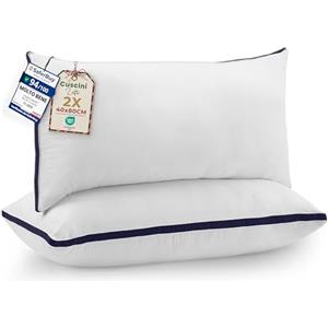 Utopia Bedding Cuscini Letto (Set di 2), 40 x 80 cm Guanciali Letto Coppia, Tessuto spazzolato con Fibra di Poliestere 3D, Morbida e Traspirante Cuscini (Blu Marino)