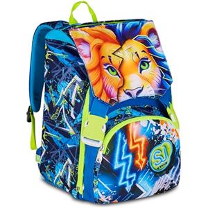 SJ GANG STYLE JAM GANG Zaino Doppio Scomparto Estensibile, Blu, Maxi Capienza, Schienale Preformato, Bambino, Scuola Elementare