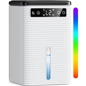 Aetherium Deumidificatore Casa Muffa Portatile, Ultra Silenzioso (30dB) e Capiente (2500ML), 2 Modalità, Timer 2-12 Ore con Luce LED, per Deumidificare Bagno, Camera da Letto, Armadio e Piccoli Spazi, 760ml/24H