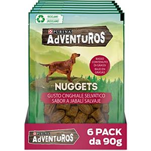 Purina Cat Chow Purina Adventuros Snack Cane Nuggets al Gusto Cinghiale - 6 Buste da 90 g Ciascuna