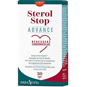 ERBA VITA Sterol Stop Advance integratore alimentare per il benessere cardiovascolare a base di Monacoline da Riso rosso fermenatto 30 Compresse