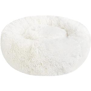 Nepfaivy Cuccia Gatto Cane Interno Morbida - Cuscino per Cani Gatti Nuvola Soffice Peluche Rotondo da Ciambella, Letto Pelosa Antistress per Animale Domestico Piccola (S-40cm/15.7in, Bianca)