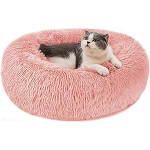 Nepfaivy Cuccia Gatto Cane Interno Morbida - Cuscino per Cani Gatti Nuvola Soffice Peluche Rotondo da Ciambella, Letto Pelosa Antistress per Animale Domestico Piccola (S-40cm/15.7in, Rosa)