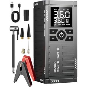 Onalix 4500A Avviatore Batteria Auto con Compressore 150PSI, Booster Avviamento Auto Professionale per Motori 8L Gas / 6L Diesel, Jump Starter Portatile 12V e Starter Auto Portatile con Display LED