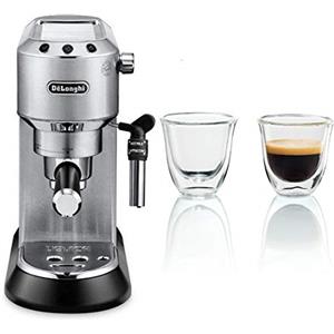 De'Longhi Dedica EC685.M Macchina da Caffè Espresso Manuale e Cappuccino + 2 bicchieri espresso, Caffè in Polvere o in Cialde E.S.E., 15 bar, 1350 W, Argento