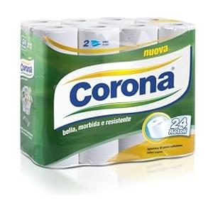 Generico Corona Carta Igienica, 2 Veli, 24 Rotoli, Morbida, Soffice, Pura