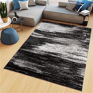 TAPISO Maya Tappeto Soggiorno Pelo Corto Design Moderno Motivo Astratto Sfumato Strisce tonalità Nero Camera da Letto Cameretta Ufficio Salotto Oeko-Tex 80 x 150 cm