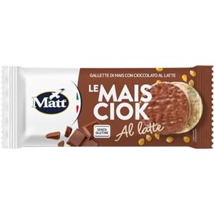 Matt, Le Mais Ciok al Latte, Gallette Mais con Cioccolato al Latte, Senza Lievito, Senza Glutine, Snack Stuzzicante e Alternativo, Confezione da 100 g