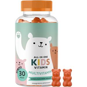 Bears with Benefits All-in-One Multivitaminico Bambini +4 - Vitamine Caramelle Gommose - Difese Immunitarie - Con Vitamina B12, C, D, E e Iodio - 30 pezzi (1 mese) - Senza Zuccheri Aggiunti, Vegano - Bears with Benefits