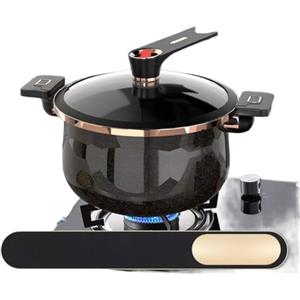 Vidonergy Pentola da zuppa in ghisa smaltata da 7 l, con coperchio in vetro, pentola per stufato di grande capacità, rilascio della pressione e sistema di bloccaggio per uso a induzione a gas