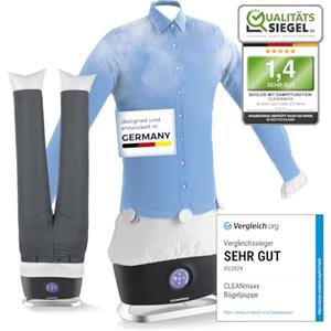 CLEANmaxx Ferro automatico per camicie Pro Steam + accessorio per pantaloni, funzione vapore, display touch, ferro da stiro per camicie e camicette, riduce gli odori, disinfetta, leviga, rinfresca