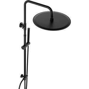 JOHO Colonna Doccia Nero Opaco in Acciaio Inox Saliscendi Doccia con Soffione Senza miscelatore (D30cm tondo)