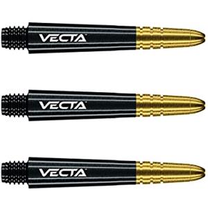 WINMAU Asta del dardo - Vecta Policarbonato Steli di Freccette - 1 Set per Confezione (3 Freccette Aste in Totale) - Accessori Professionali per Freccette - Nero e Oro Aste Corte