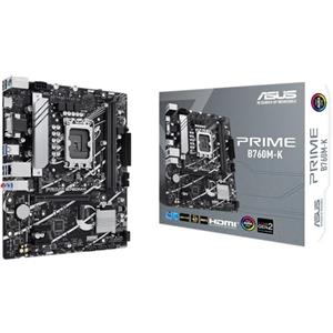 ASUS PRIME B760M-K, Scheda Madre Intel mATX, Slot DDR5, Nera | LGA 1700,2 slot M.2 PCIe 4.0, DDR5, Ethernet Realtek 2.5Gb, VGA, HDMI, SATA 6 Gbps, USB frontale 3.2 Gen 1, Aura Sync