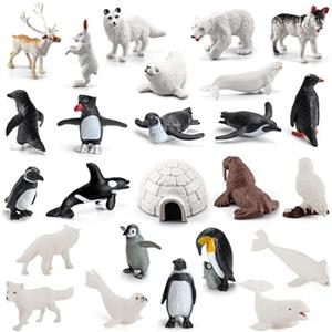Generico Giocattoli Modello Animali Artici - 26 Pezzi Realistici Foche Pinguini | Figurine Di Caribù Di Assassina Bianca Set Di Giochi Educativi Per Bambini Piccoli Che Imparano L'avventura D