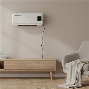 M Mimotec - Termoventilatore elettrico da parete Muro 2000W, silenzioso <45 dB, con telecomando, display LED e timer, protezione IPX2 e contro il surriscaldamento, riscaldatore murale per interni.