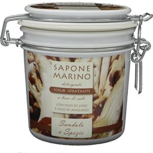 sapone marino sandalo e spezie detergente esfoliante idratante a base di oli vegetali e sale, scrub 100% naturale, 350ml