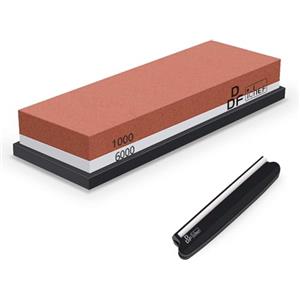 DDF IohEF Pietra per Affilare [Ultimo Stile] Grana 1000/6000, Pietra Affilacoltelli Professionale 2-In-1 Double-Sided Affila Coltelli con Base in Silicone Antiscivolo e Guida all'Angolo