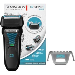 Remington Rasoio elettrico Barba F6 - Utilizzo su asciutto e bagnato - 100% impermeabile, Testina oscillante con blocco, Doppia lamina flessibili, Ricarica USB, Rasoio a lamina F6 Series Aqua F6000