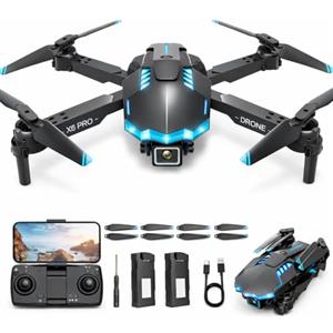 kononioo Drone con Telecamera 1080P per Bambini e Adulti, Mini Droni Pieghevole con Motore Brushless/ 2 Batterie/Altitudine Mantenimento/Volo Circolare, Giocattoli Regalo per Ragazzo e Uomo (Black)