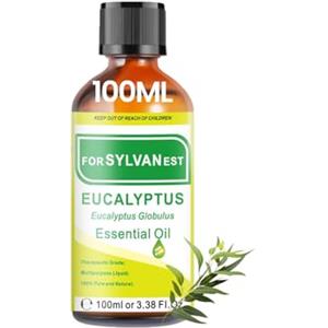 FORSYLVANEST Olio Essenziale di Eucalipto 100ML Naturale Olio Non Diluido per Aromaterapia, Massaggio, SPA, Cura della Pelle, Capelli e Unghie, Bagni, Fai da Te