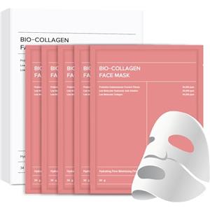 DaSpeed Maschera Collagene Viso, Bio Collagen Face Mask - 5 Pezzi - Idratazione Intensa, Pelle Compatta, Luminosità Istantanea, Maschere Collagene Viso per Ogni Pelle (Rosa)