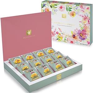 Teabloom Scrigno del Tè Fiorito - Collezione Curata di 12 Tè Gourmet in Fiore - Elegante Confezione Regalo Pronta da Donare