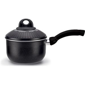 Pensofal Pentola PastaSì Baby BioStone® con coperchio colapasta 1 manico rivestimento effetto Pietra in alluminio antiaderente da induzione diametro 16 cm 1,5 litri