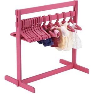 UNICRAFTALE Appendiabiti alto 30 cm con 15 appendiabiti in legno per bambole, rosa, mini vestiti per bambole, accessori per casa delle bambole, gatti, cuccioli