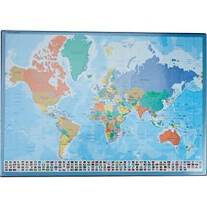 Grupo Erik: Sottomano Mappamondo in spagnolo, Tappetino da scrivania rigido, 49,5 x 34,5 cm, Sottomano scrivania bambini, tappetino interattivo o tovaglietta colazione