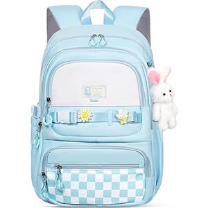 Aucuu Zaino Bambina Scuola Elementare, Zainetti per Bambini, Zaini Scuole Media, Zainetto per Ragazze Grande Capacità, Leggero Elementare Zaino Multi Scomparto per Viaggi Campeggio, Blu