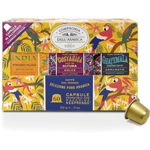 CAFFÈ CORSINI 1950 Caffè Corsini - 60 Capsule Compatibili Nespresso Monorigine Assortite, Caffè 100% Arabica, 6 Confezioni da 10 Capsule, 312g