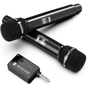 ECHOMUSSY Microfono Wireless,Microfono con Nonnessione chip Uno a Uno, Bassa latenza, Ricaricabile, 40H, Portata 200 FT, Plug and Play, Design Ergonomico, Karaoke con Microfono per Canto, Discorso, Feste